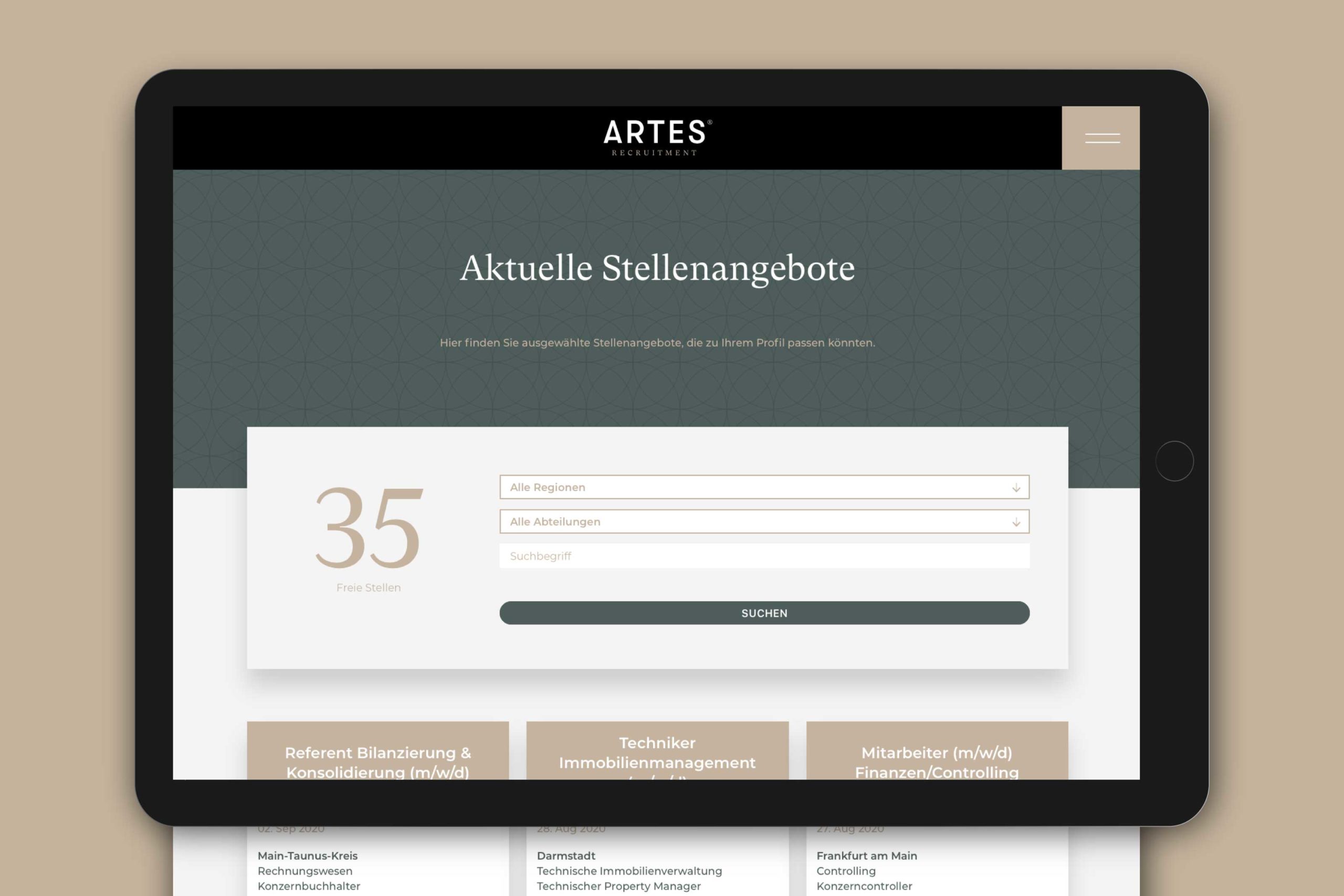 ARTES Recruitment Corporate Design, Corporate Design Agentur, Designagentur Frankfurt, Grafikdesign, Logodesign, Branding, Webdesign